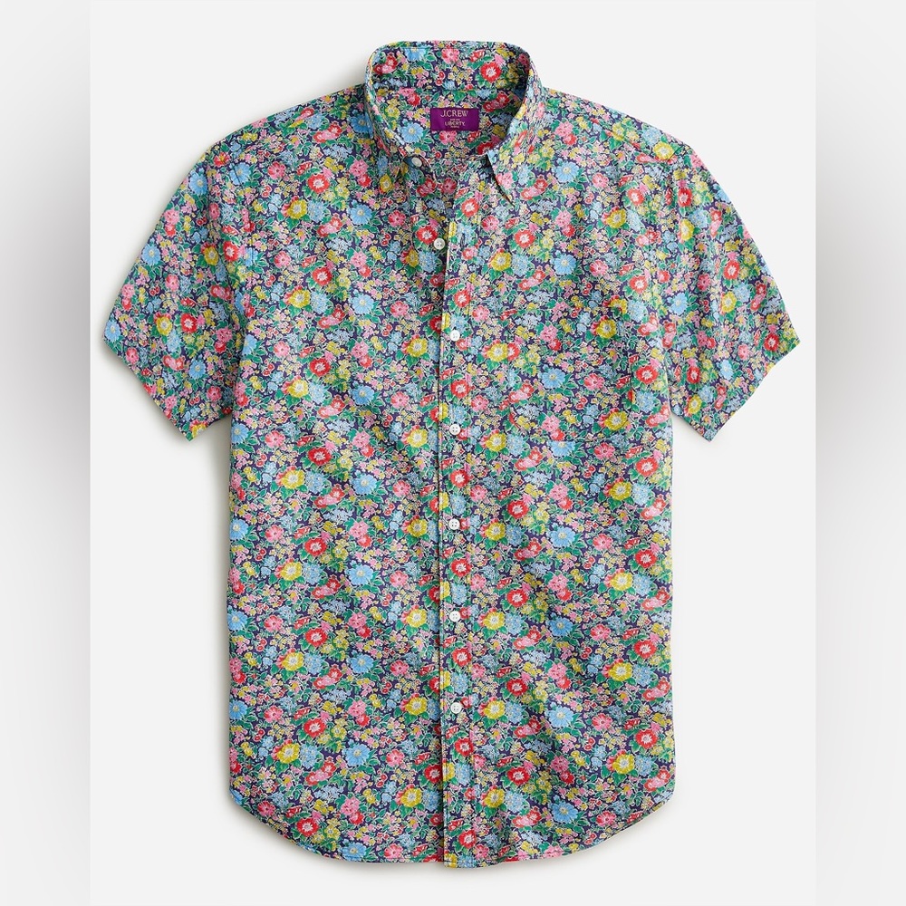 Men’s Medium Short-sleeve point-collar shirt in Liberty® print NWT